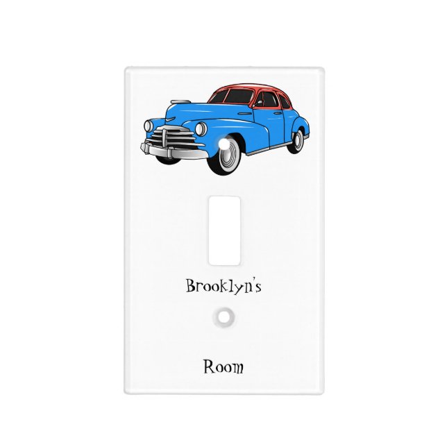 Classic car 1948 cartoon illustration light switch cover (Front)