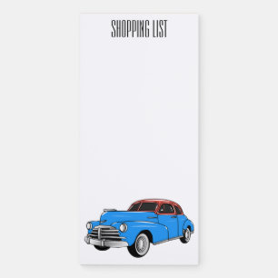 Classic car 1948 cartoon illustration magnetic notepad