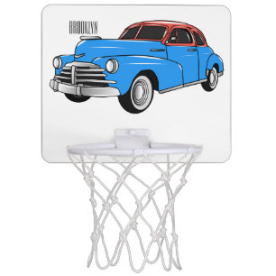 Classic car 1948 cartoon illustration mini basketball hoop