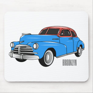 Classic car 1948 cartoon illustration mouse pad