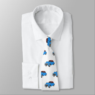 Classic car 1948 cartoon illustration neck tie