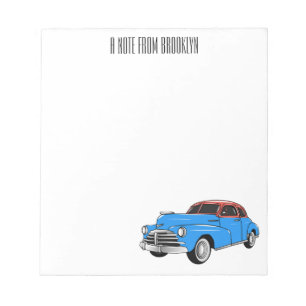 Classic car 1948 cartoon illustration notepad
