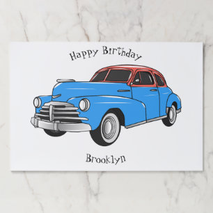 Classic car 1948 cartoon illustration paper pad
