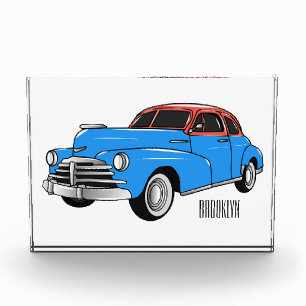 Classic car 1948 cartoon illustration photo block
