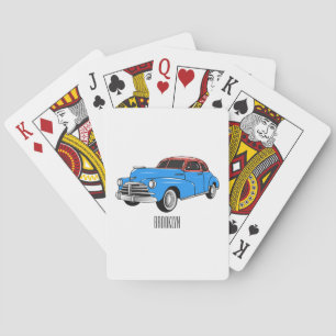 Classic car 1948 cartoon illustration poker cards