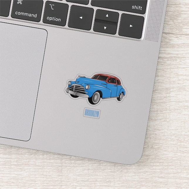 Classic car 1948 cartoon illustration sticker (Detail)