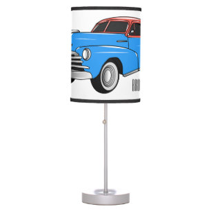 Classic car 1948 cartoon illustration table lamp