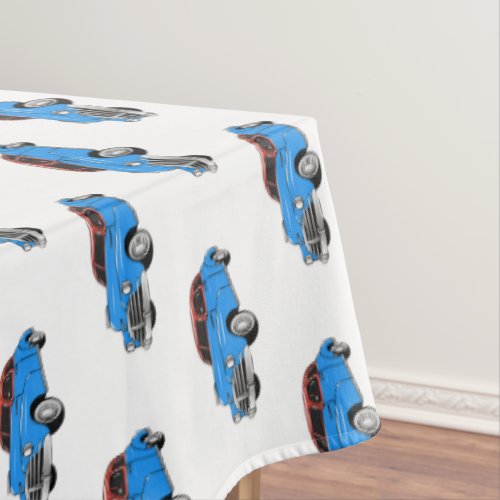 Classic car 1948 cartoon illustration tablecloth