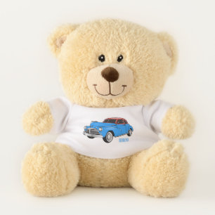 Classic car 1948 cartoon illustration teddy bear