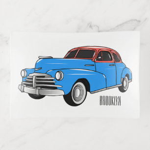 Classic car 1948 cartoon illustration trinket tray