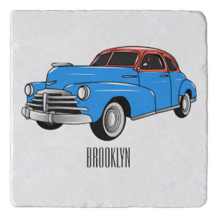Classic car 1948 cartoon illustration trivet