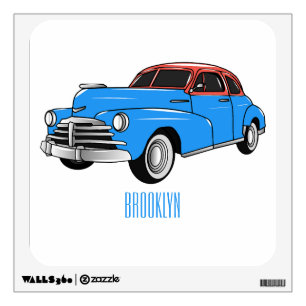 Classic car 1948 cartoon illustration wall decal