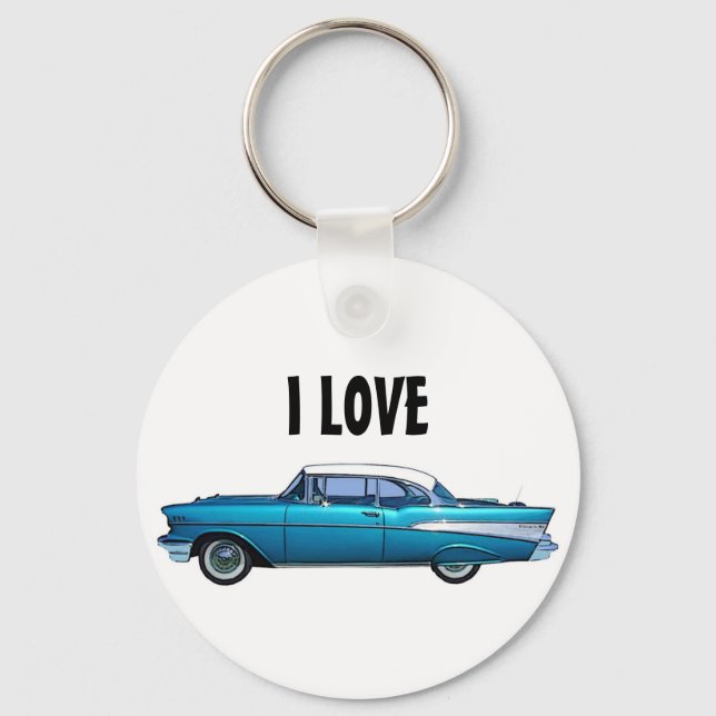 Classic car 1957 Chevy BelAire custom keychain (Front)