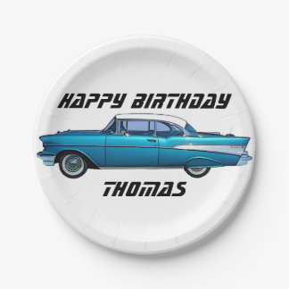 Classic car 1957 Chevy BelAire custom paper plate