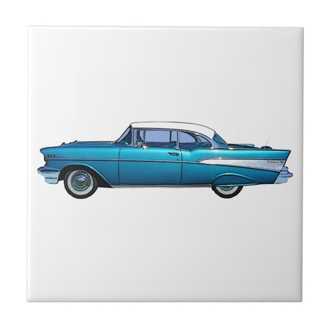 Classic car 1957 Chevy BelAire custom tile (Front)