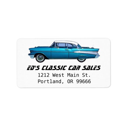 Classic car 1957 Chevy BelAire Label