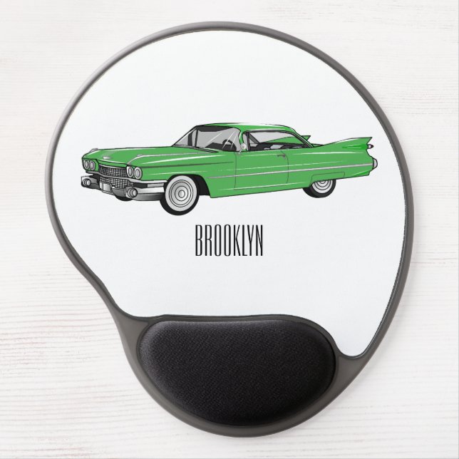 Classic car 1959 cartoon illustration gel mouse pad (Front)
