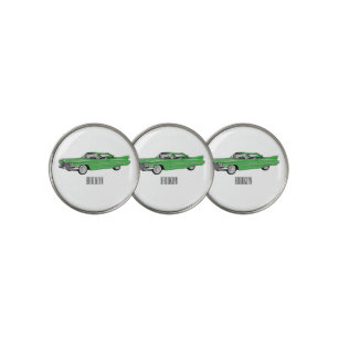 Classic car 1959 cartoon illustration golf ball marker
