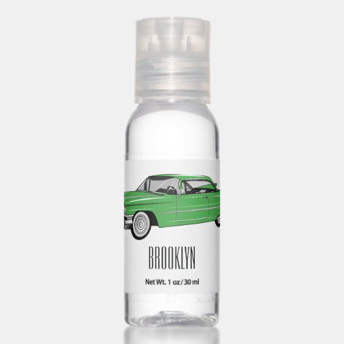 Classic car 1959 cartoon illustration hand sanitizer