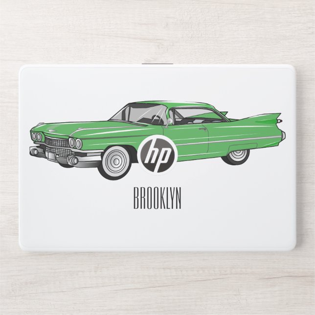 Classic car 1959 cartoon illustration HP laptop skin (Front)