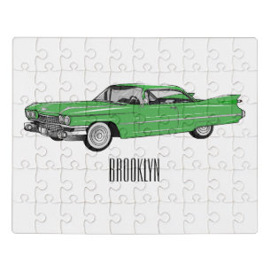 Classic car 1959 cartoon illustration jigsaw puzzle