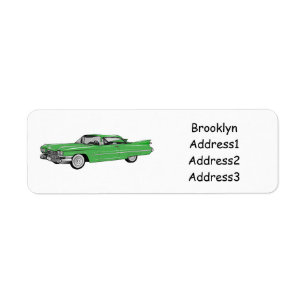 Classic car 1959 cartoon illustration label