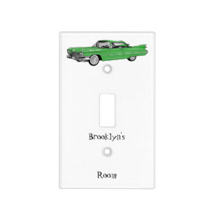Classic car 1959 cartoon illustration light switch cover