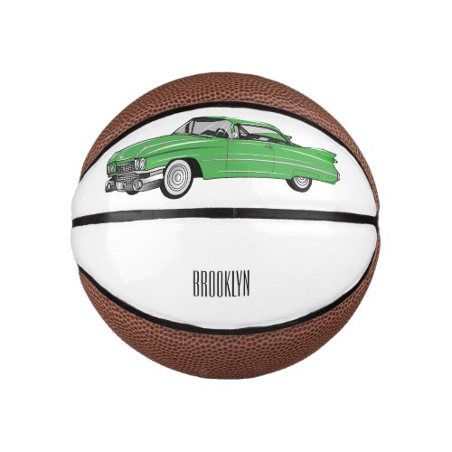 Classic car 1959 cartoon illustration mini basketball