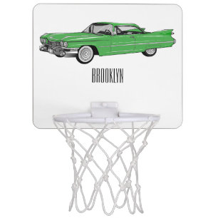 Classic car 1959 cartoon illustration mini basketball hoop
