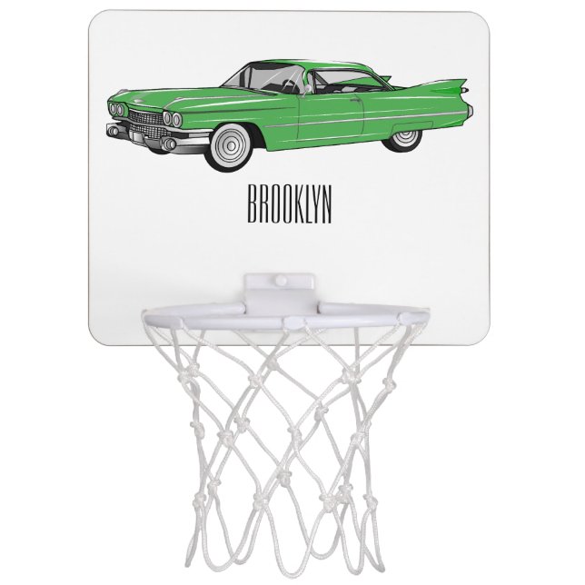 Classic car 1959 cartoon illustration mini basketball hoop (Front)