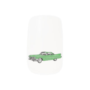 Classic car 1959 cartoon illustration minx nail art