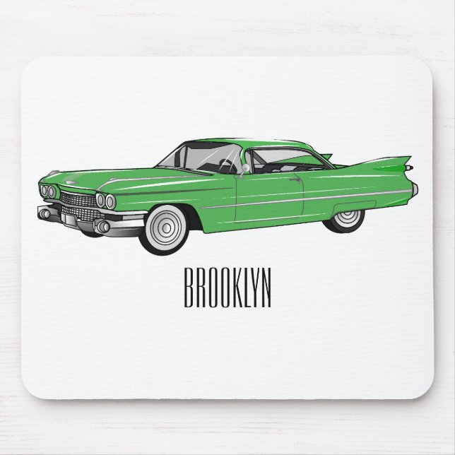 Classic car 1959 cartoon illustration mouse pad (Front)