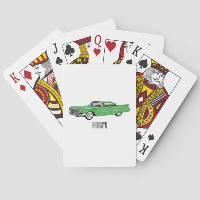 Classic car 1959 cartoon illustration poker cards (Back)