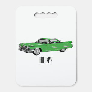 Classic car 1959 cartoon illustration seat cushion