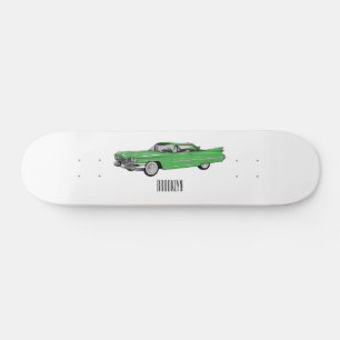 Classic car 1959 cartoon illustration skateboard