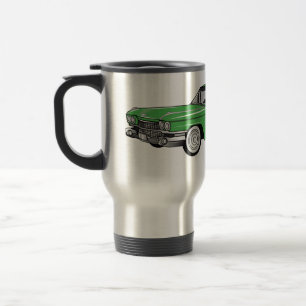 Classic car 1959 cartoon illustration travel mug