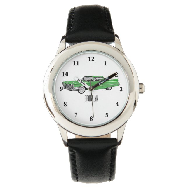Classic car 1959 cartoon illustration watch (Front)