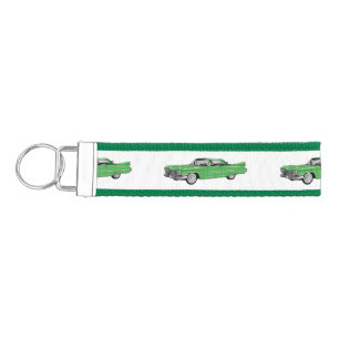 Classic car 1959 cartoon illustration wrist keychain