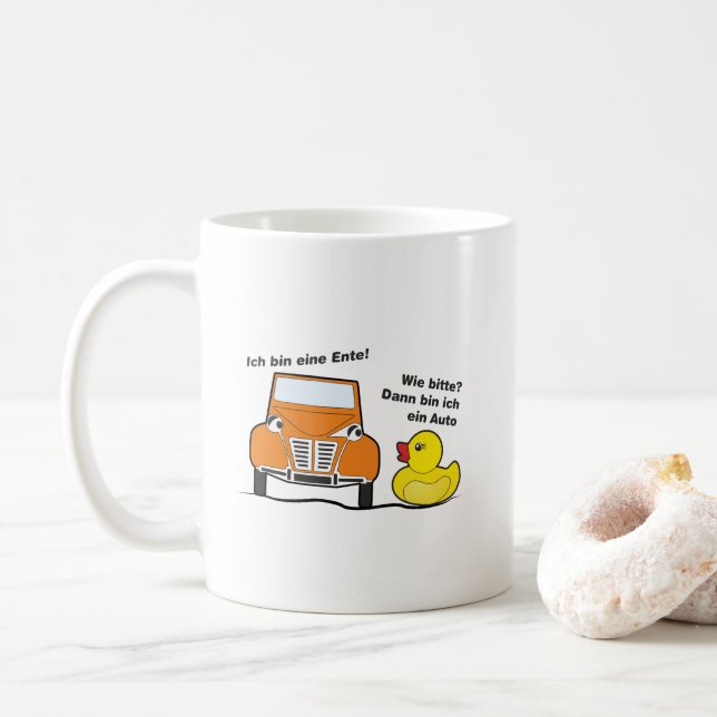 Classic Car 2cv I am a duck humor Coffee Mug (With Donut)