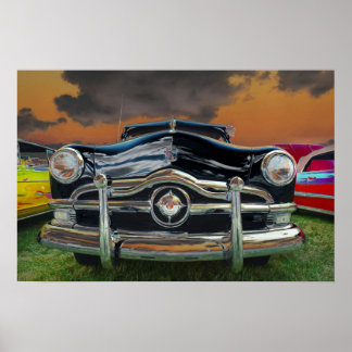 Classic Car at Sunset Poster
