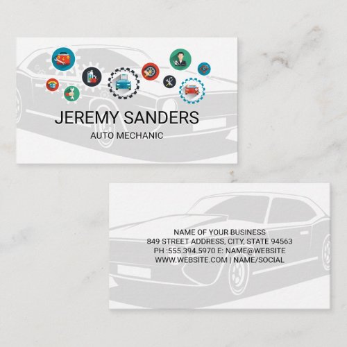 Classic Car | Auto Care Fix Icons Business Card