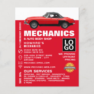 Classic Car, Auto Mechanic & Repairs Advertising Flyer