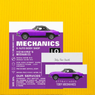 Classic Car, Auto Mechanic & Repairs Advertising Flyer