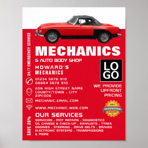 Classic Car, Auto Mechanic & Repairs Advertising Poster