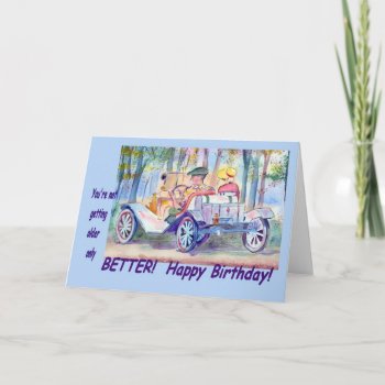 Classic Car Birthday Greeting Card by MyrnaM at Zazzle