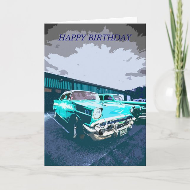 Classic Car Birthday Greeting Card (Front)
