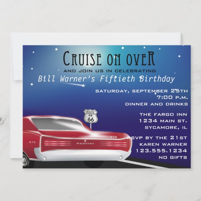 Classic Car Birthday Party Invitation (Front)
