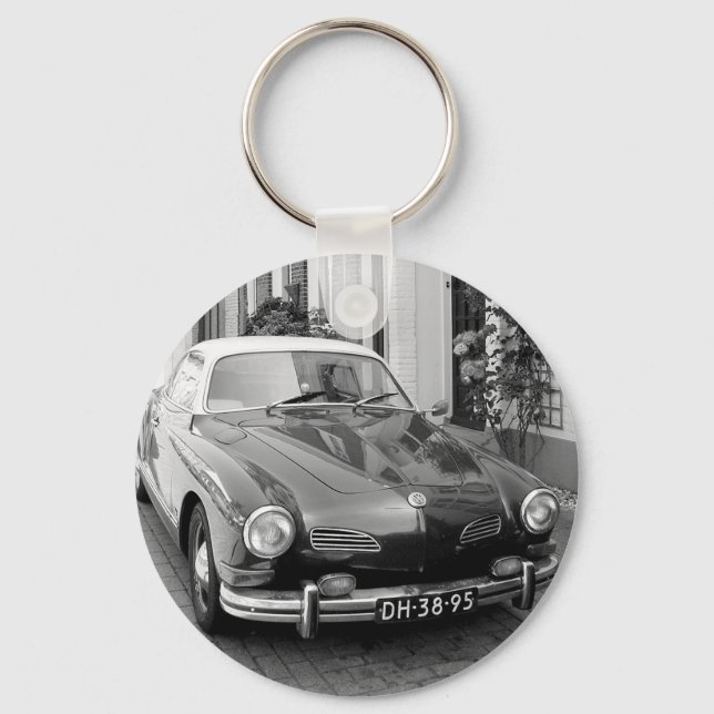 Classic Car Black and White Keychain (Front)