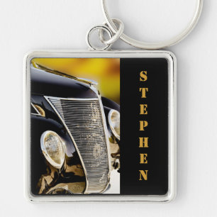 Classic Car Black Tie and Tails with Name Keychain