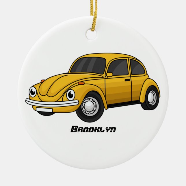 Classic car cartoon ceramic ornament (Front)
